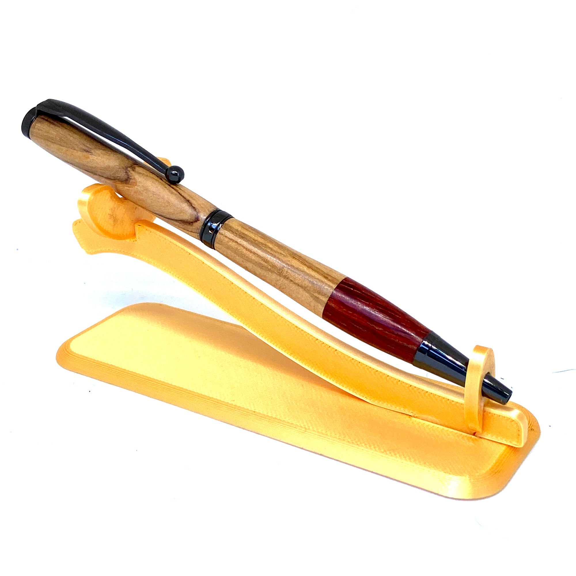 Stylo artisanal en bois d'olivier et padouk, fait main